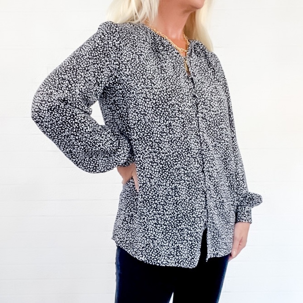 Nine West Loose Fitting Black White Blouse - S - Picture 3 of 7
